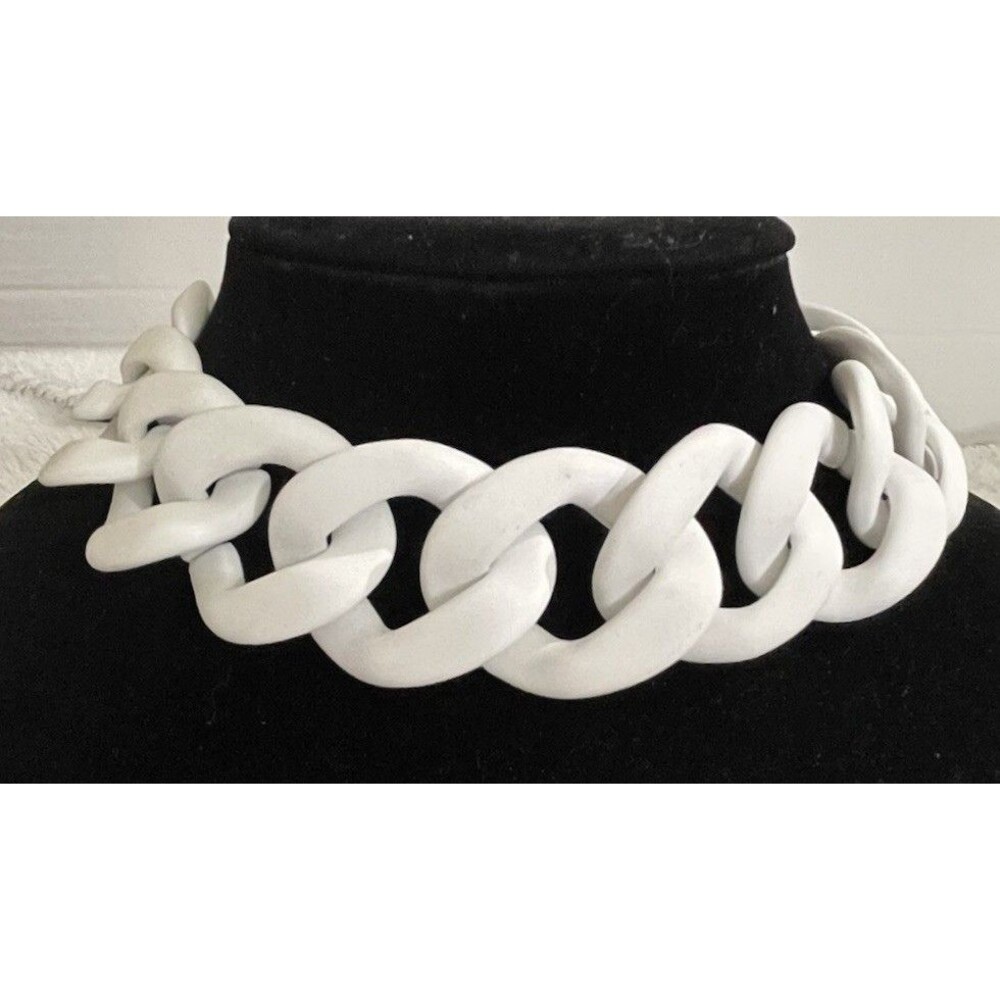 Acrylic Link Chain Necklace Chunky Statement Party Choker Matte 14-15” Summer